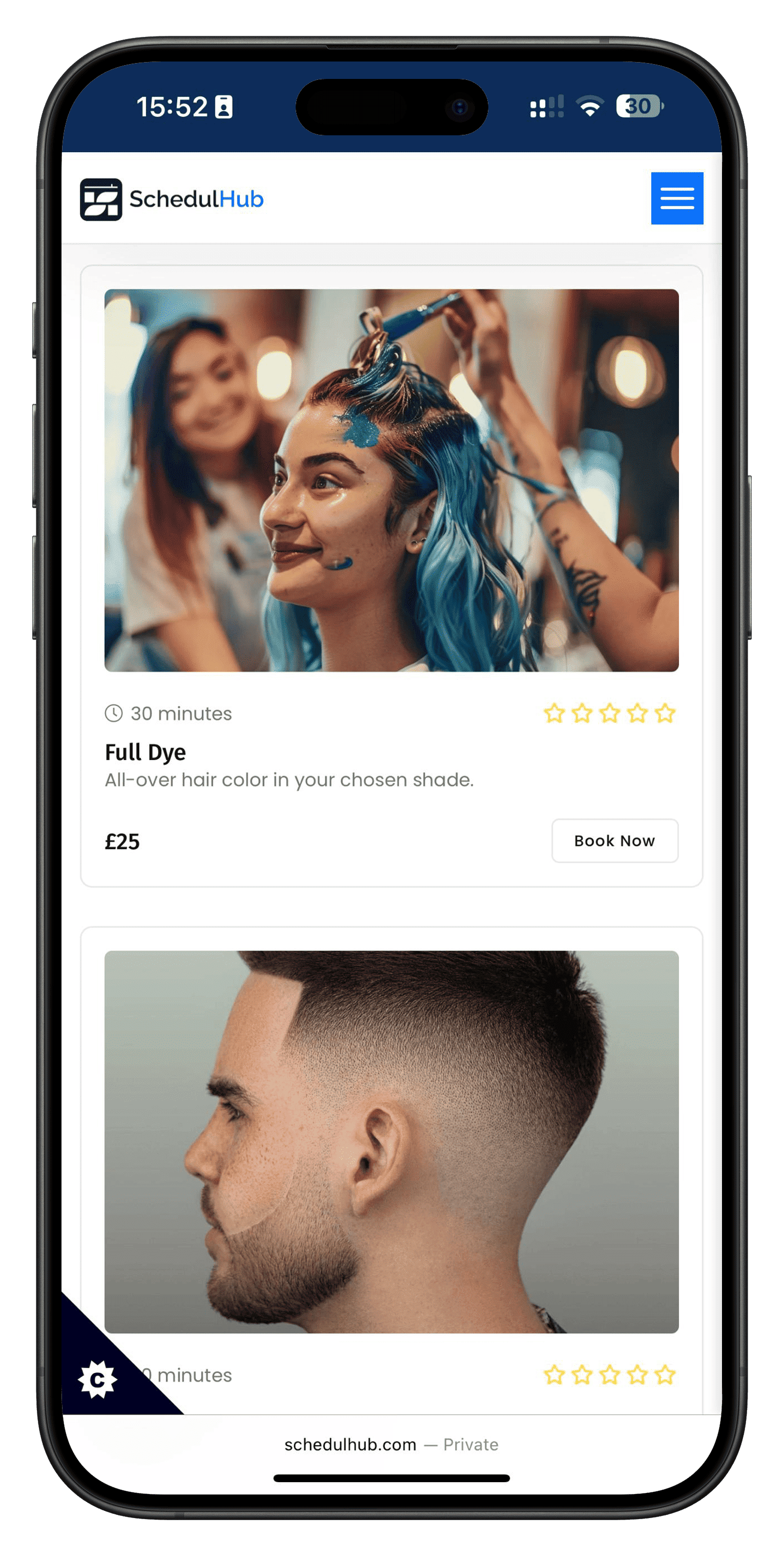 Booking page example